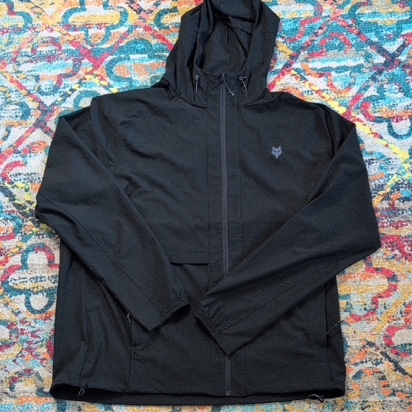 Fox Men's Lightweight Windbreaker Hoodie 2XL Black EUC - Picture 1 of 6